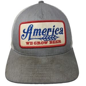 Rural Cloth Trucker Hat Gray White Red Blue One Size America We Grow Beer Patch